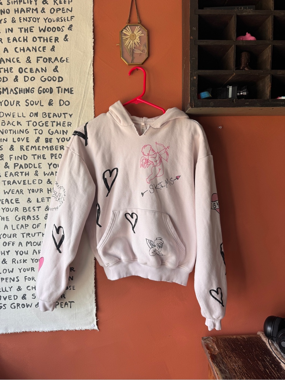 SKIMS Pale Pink Cupid & Heart Graphic Hoodie